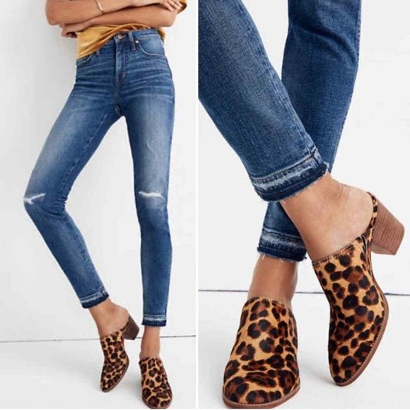 Madewell SIZE 25 9” High Rise Skinny Blue Jeans Distressed Raw Released Hem - Picture 2 of 11